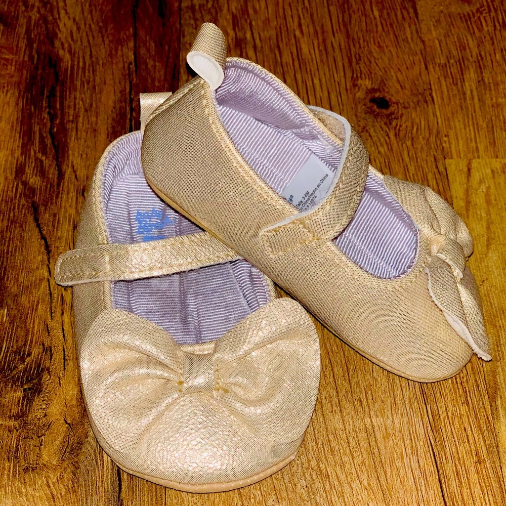 2 infant gold dress shoes for girls